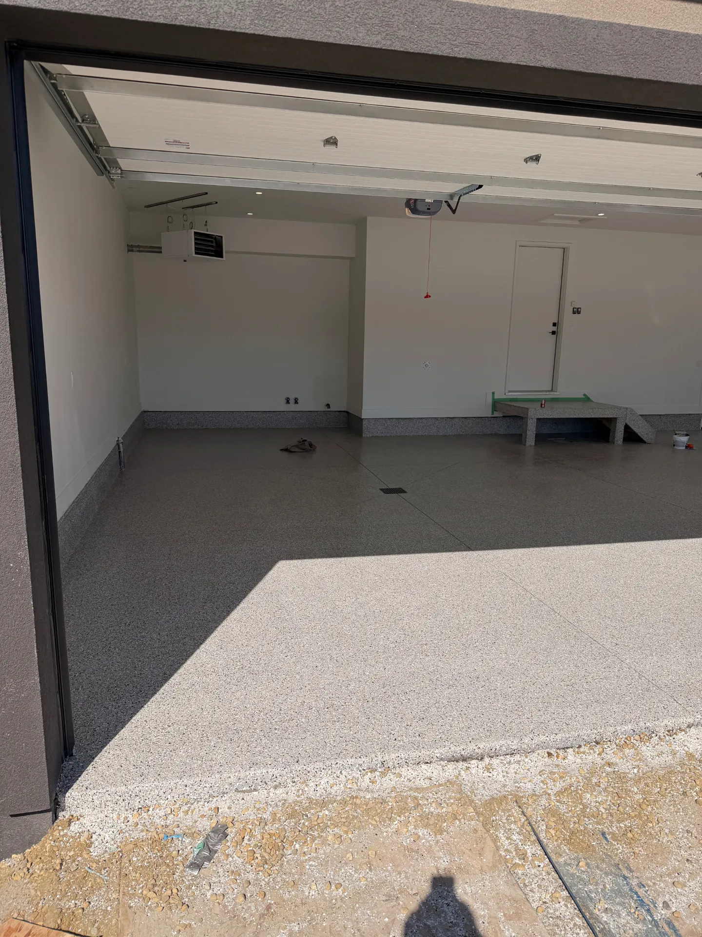 Grey flake epoxy garage floor