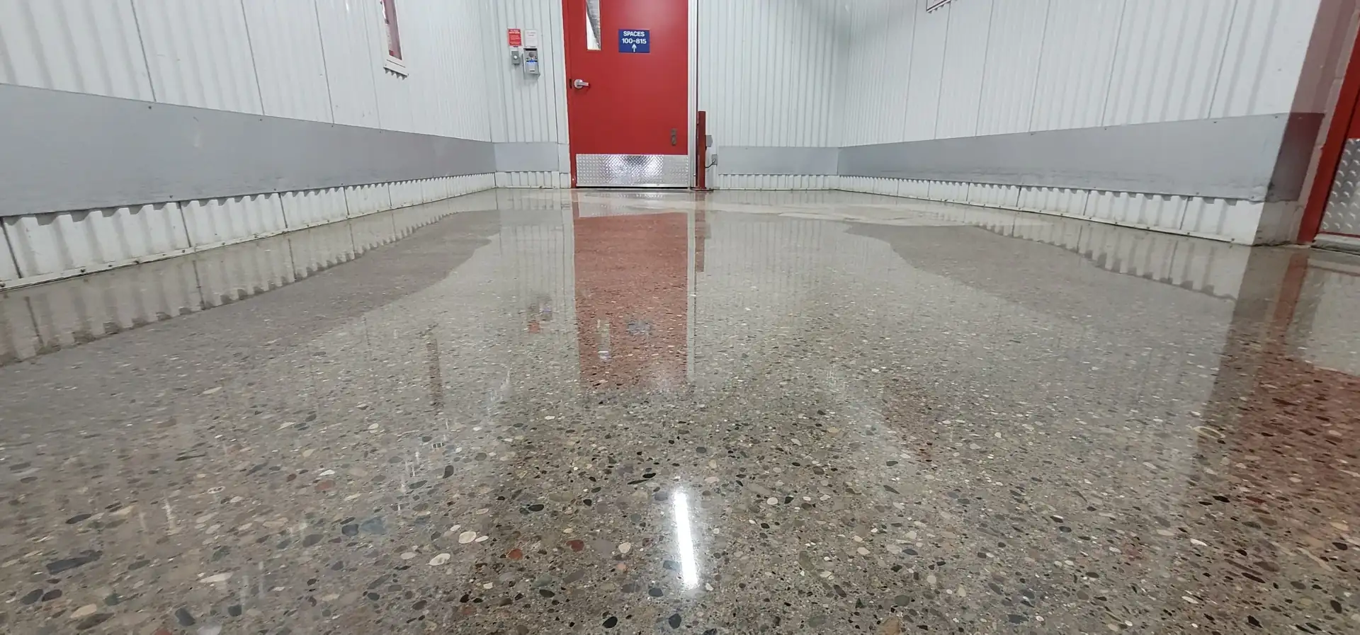 Polished concrete storage facility