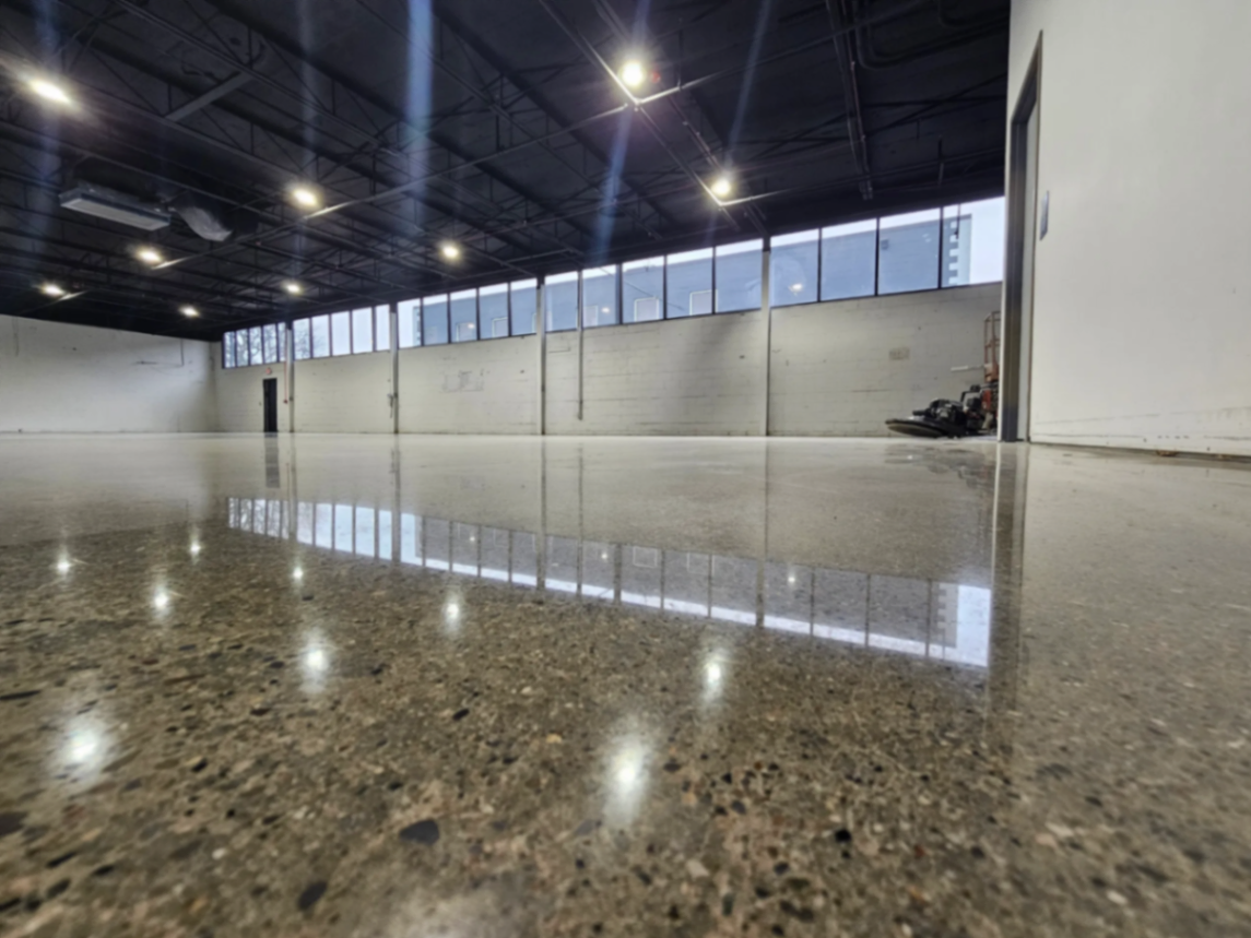 Polished concrete warehouse floor